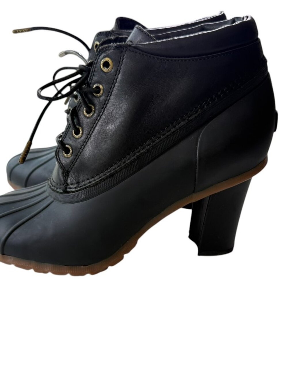 Australia Luxe Collective Havea Womens 10 Black Leather Shearling Heel Duck Boot